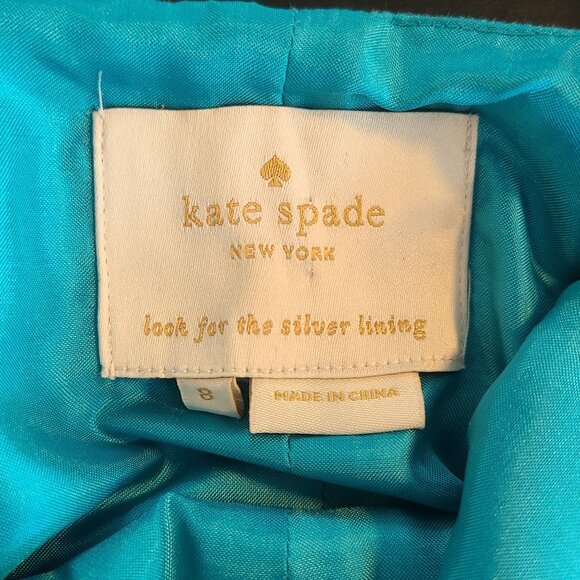 Kate Spade Linen Blend Turquoise Teal Short Sleeve Low Back Dress Old Money sz 8 - Picture 5 of 10